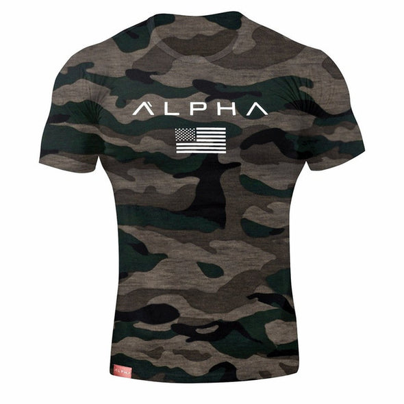 2019 hommes Camouflage Sport entraînement coton T-shirt à manches courtes homme décontracté homme Gym course Fitness Slim t-shirts hauts vêtements